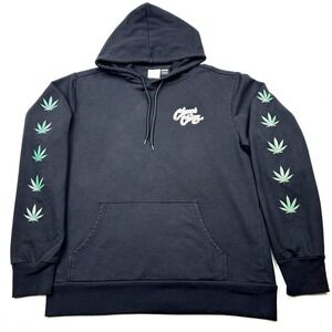 Cheech and Chong Hoodie Mens Large Black California Bear Graphic Sleeve Pullover
